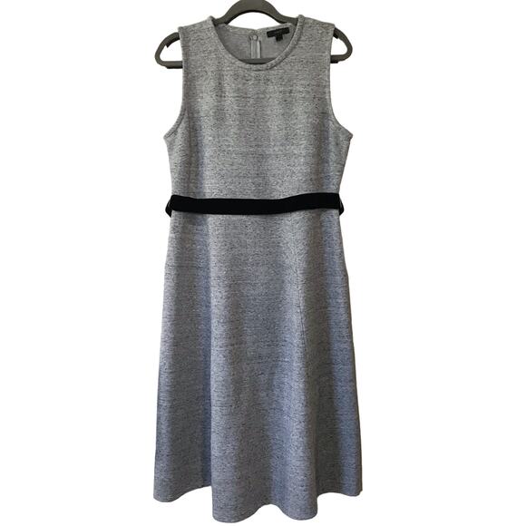 J. Crew Size 14 A Line Gray Dress Velvet Tie Belt EUC Back Zip Midi Length G8476 - Picture 6 of 14